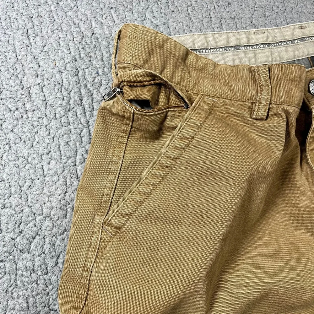 REI Mens 34 Brown Canvas Utility Shorts Organic Cotton Cargo Hiking 6350